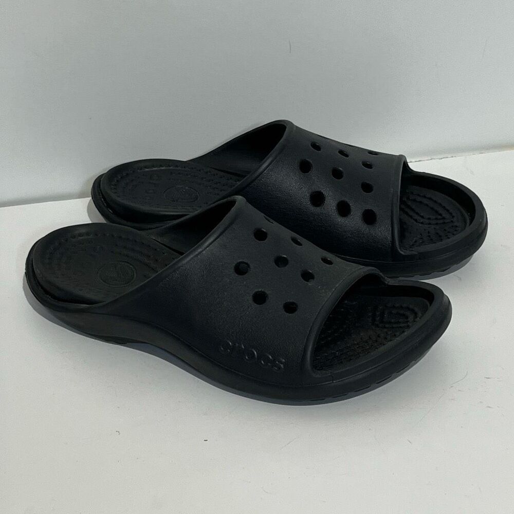 Crocs Unisex Black Baya Open Toe Lightweight Slip On Slide Sandals Size 7/8